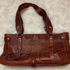 Ava Charm Leather Shoulder Bag in cognac